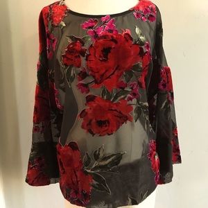 Sheer Velvet Rose Blouse